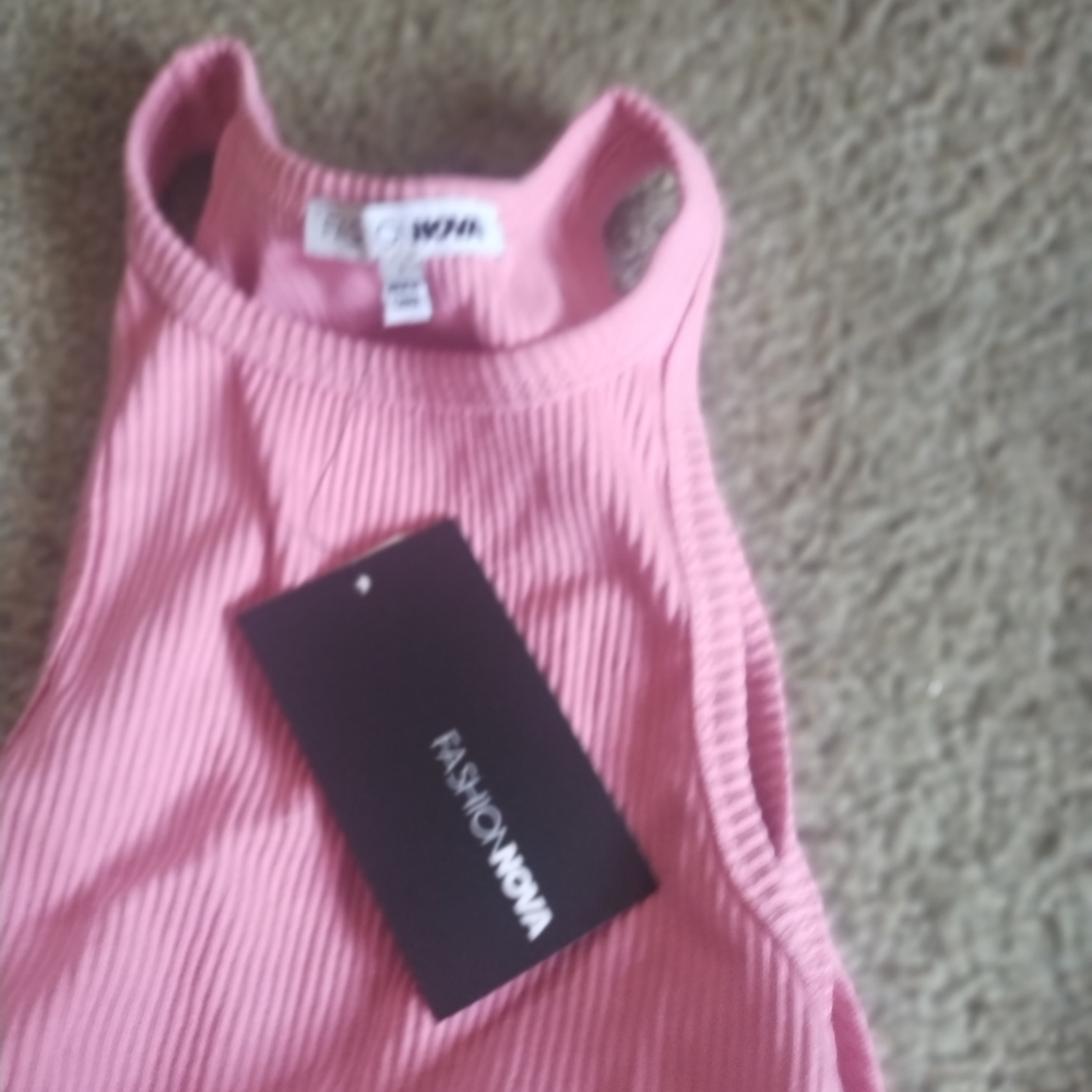 Fashion Nova Pink Ribbed Tank Top